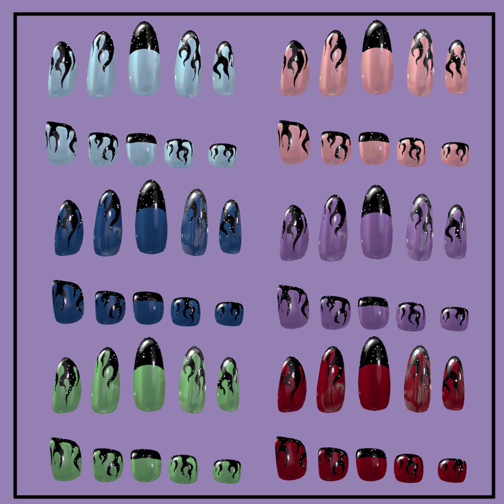 【MDollnail対応】ファイアフレンチネイル #HALO_xxx