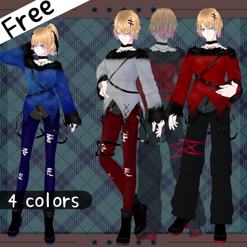 VRoid【Free / 無料】レッドベルベットケーキ　ズボン セット　Red Velvet Cake Pants Set