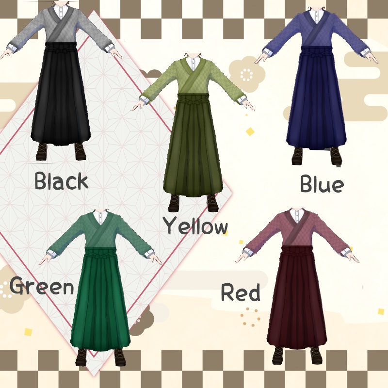 VRoid 大正ロマン風袴 セット Taisho-Roman style Hakama Set