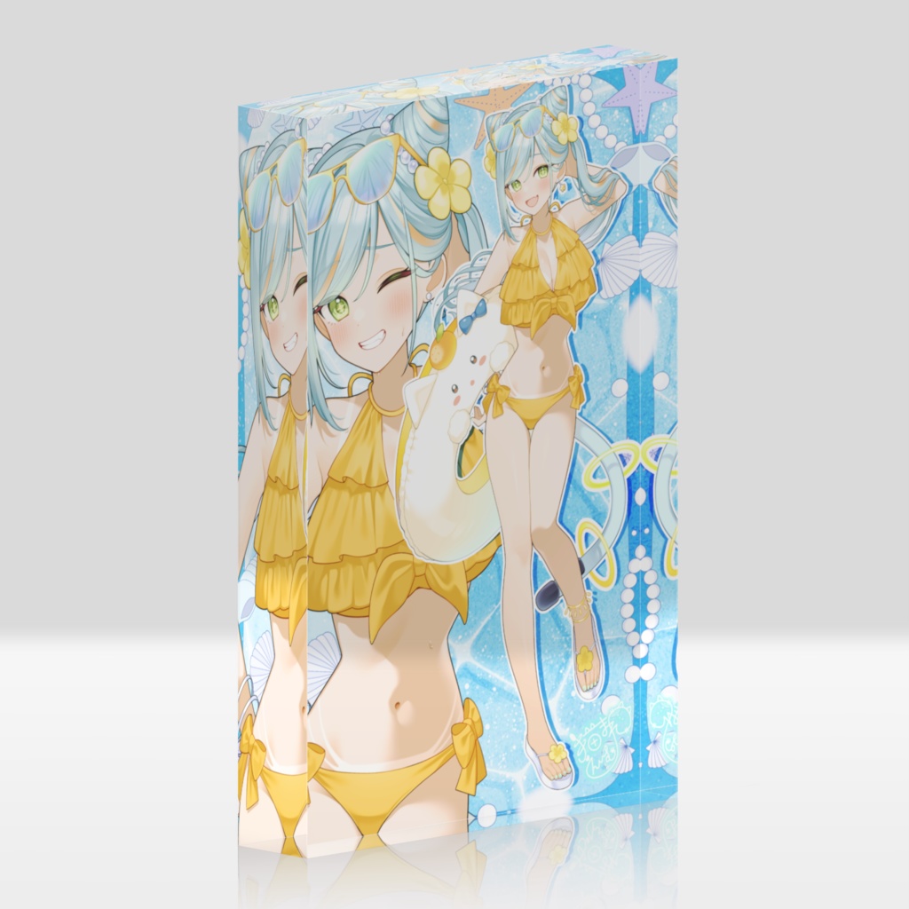 【期間限定】生誕祭記念🍰日焼け水着ギャル風 アクリルブロック【猫稀エイム】