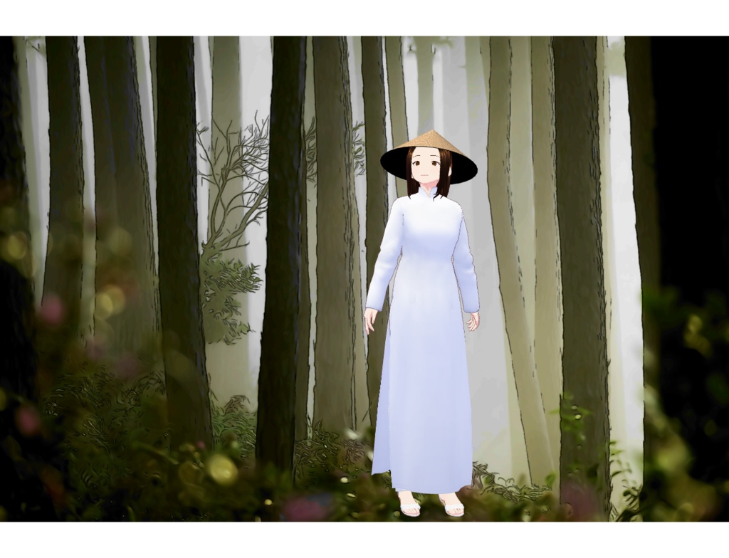 3Dアバター【VRC向け/VRM同梱】ベトナム風アオザイ女子