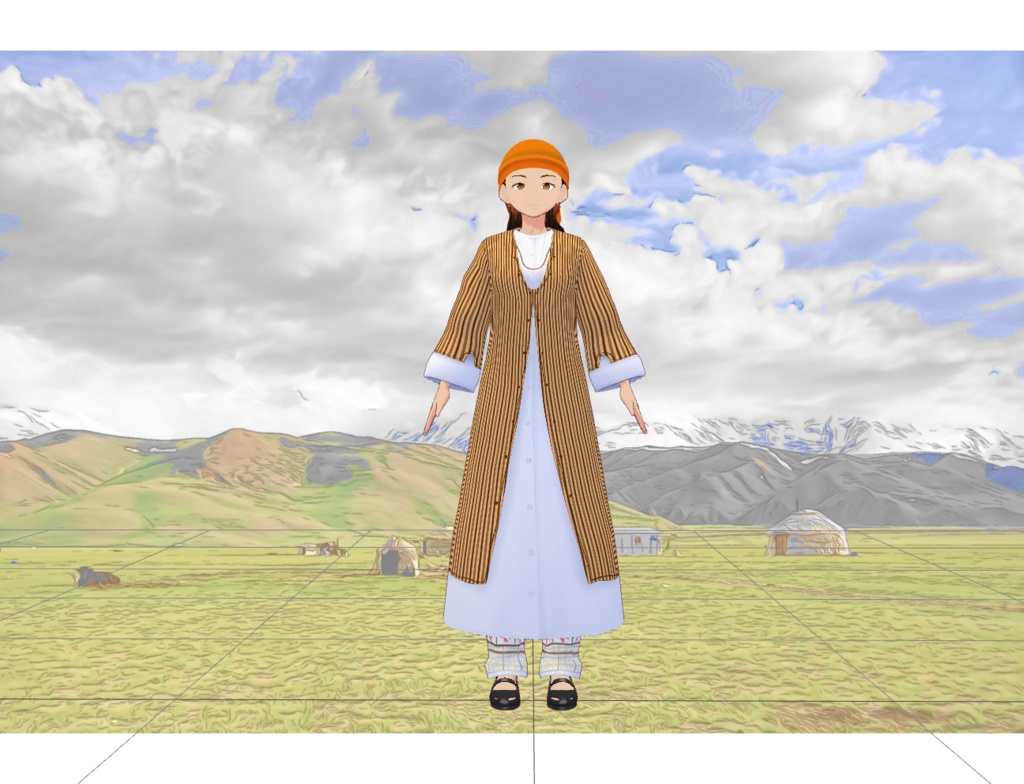 3Dアバター【VRC向け/VRM同梱】キプロス風民族衣装女子