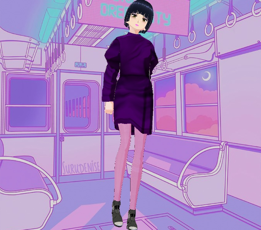80s Purple Power Dress/Bra & with tights