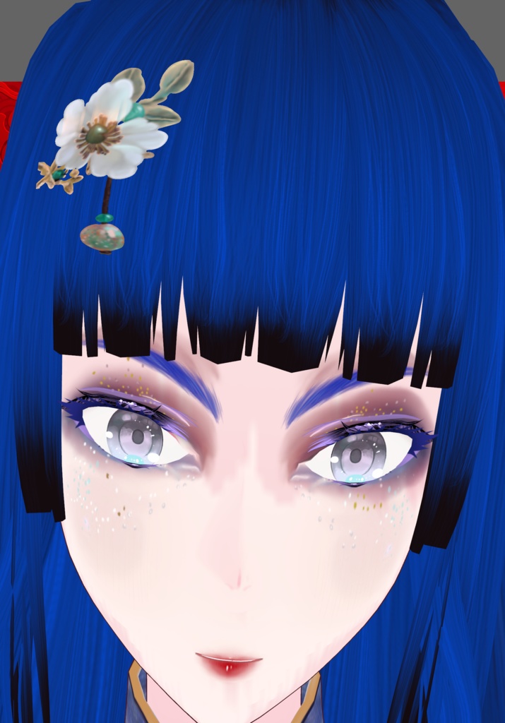 Blue Embroidered Qipao long dress quarter sleeves