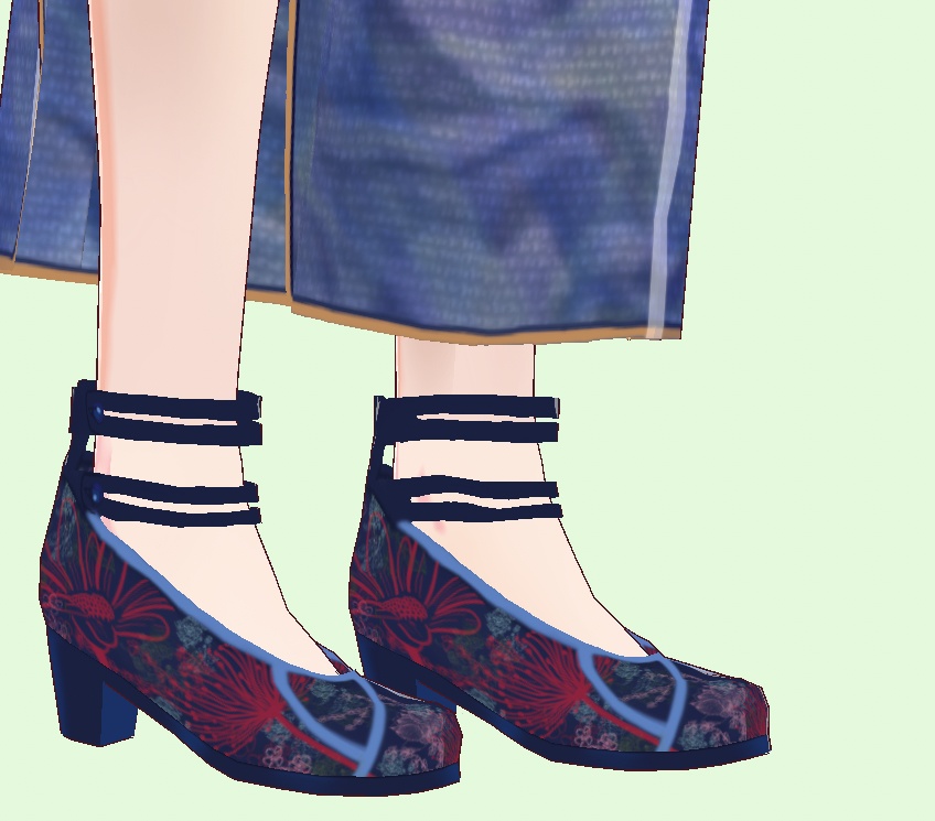 Chinese embroidery blue shoes 1920s