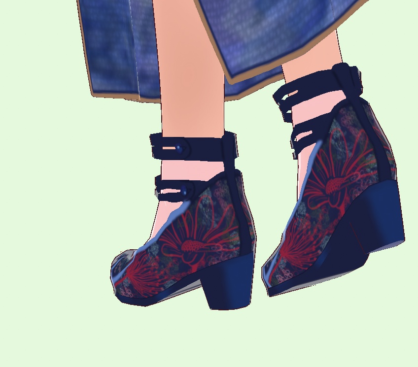 Chinese embroidery blue shoes 1920s