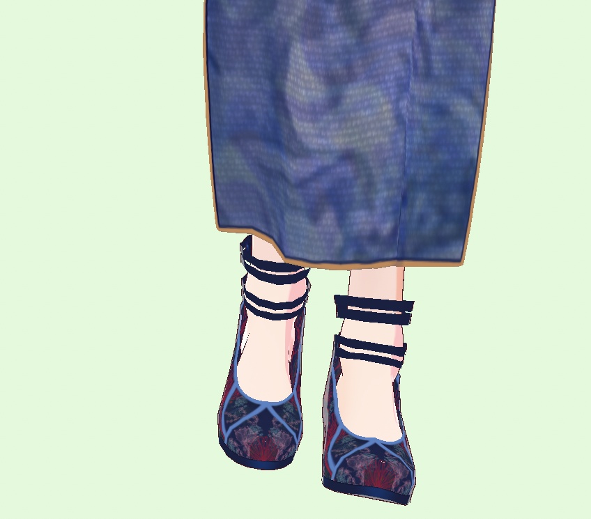 Chinese embroidery blue shoes 1920s