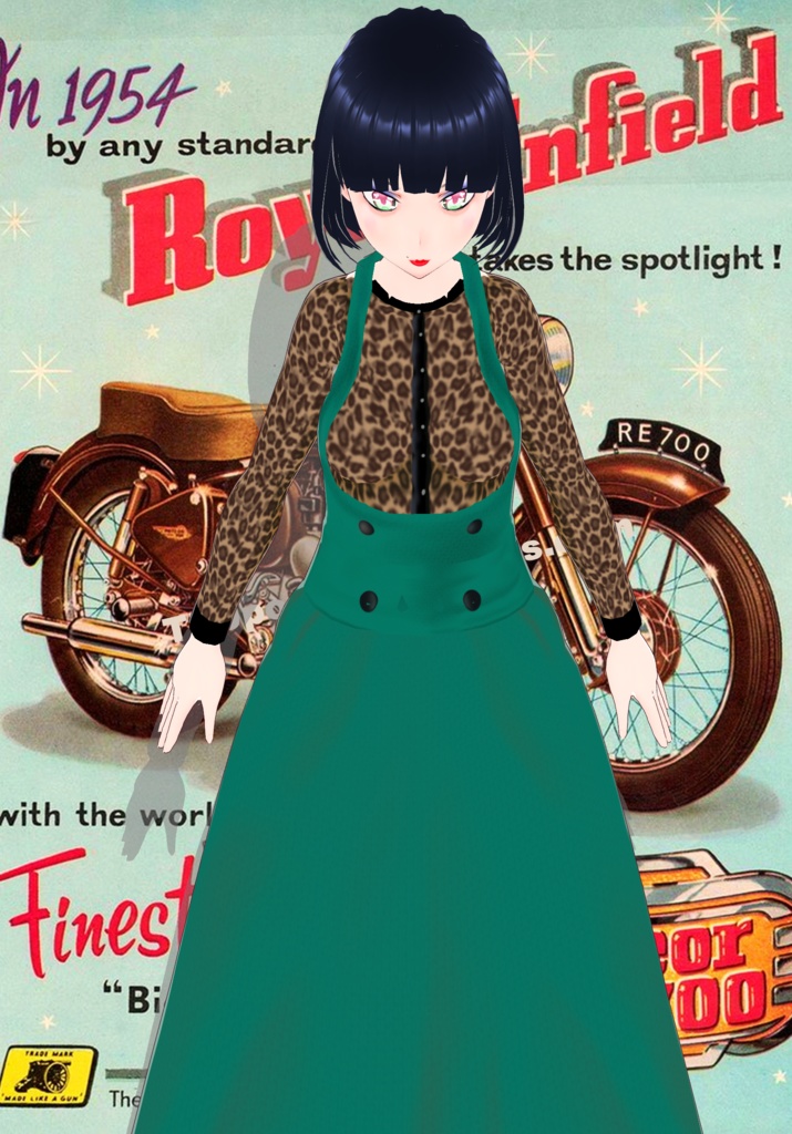 Vintage 50s Green Overall Jumper Skirt