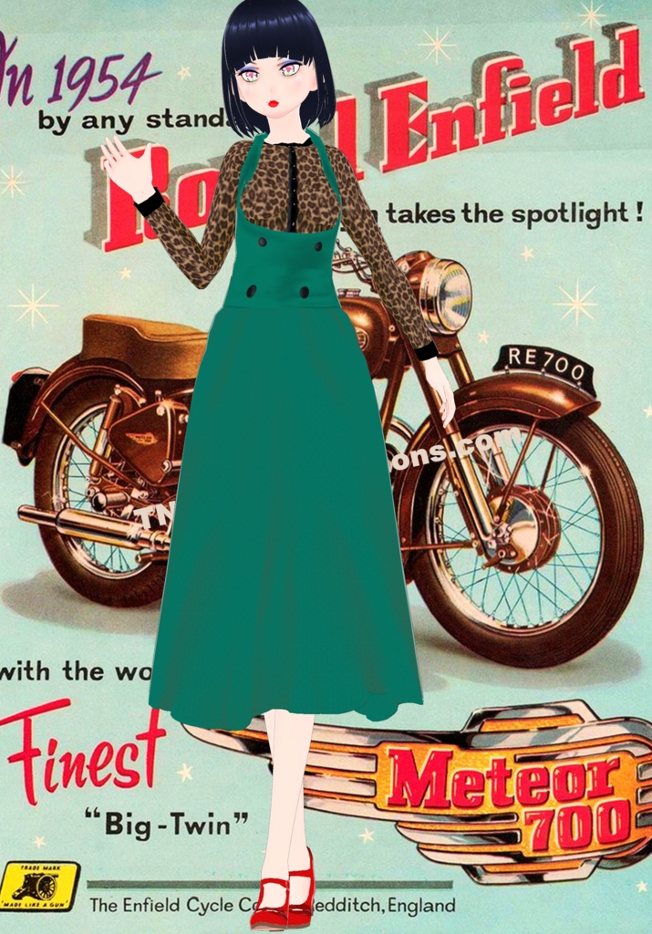 Vintage 50s Green Overall Jumper Skirt