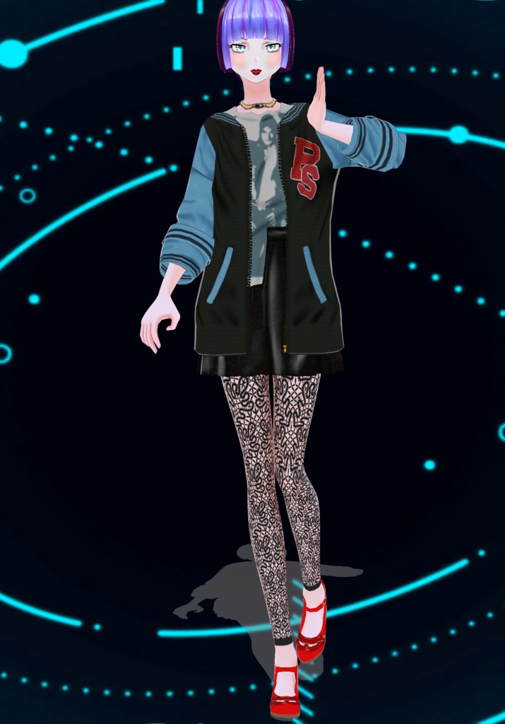 Girls PS Varsity 80s Jacket Outfit with MJ Tee and leather pleated skirt