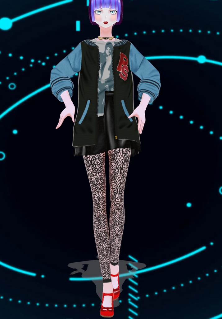 Girls PS Varsity 80s Jacket Outfit with MJ Tee and leather pleated skirt