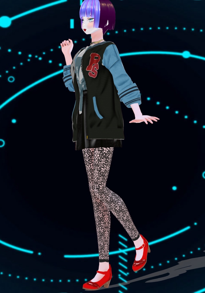 Girls PS Varsity 80s Jacket Outfit with MJ Tee and leather pleated skirt