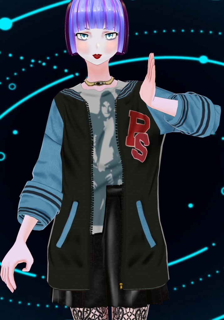 Girls PS Varsity 80s Jacket Outfit with MJ Tee and leather pleated skirt