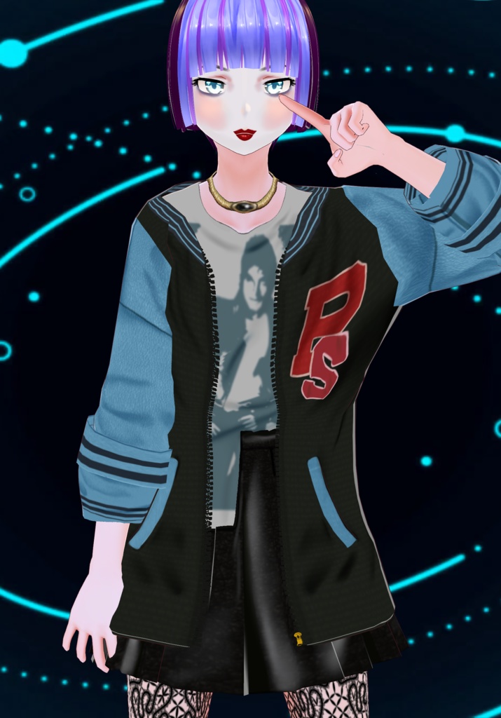 Girls PS Varsity 80s Jacket Outfit with MJ Tee and leather pleated skirt