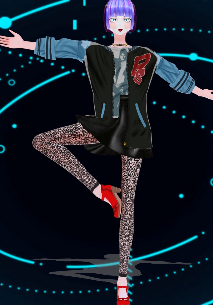 Girls PS Varsity 80s Jacket Outfit with MJ Tee and leather pleated skirt