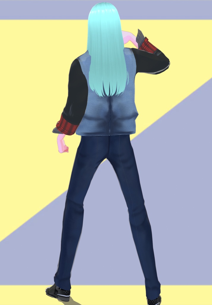 Mens Denim Leather and Plaid Vintage Jacket with Shirt