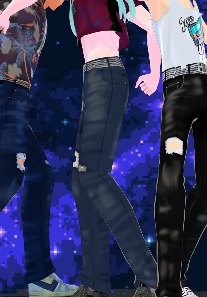 Retro 80s Distress Dark Rip Denim Set of 3