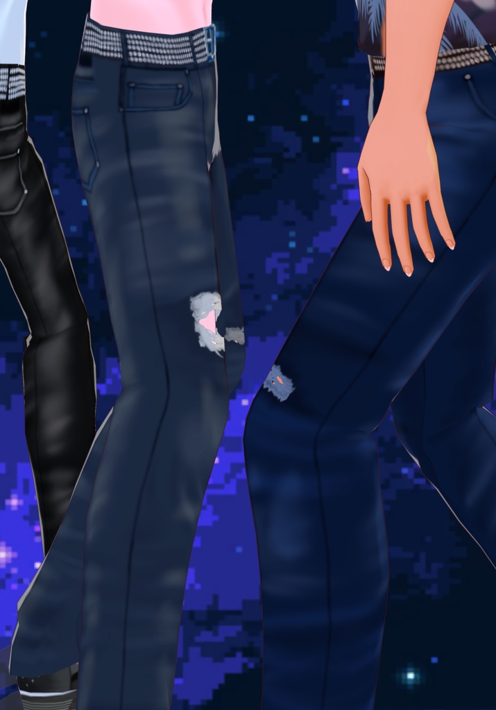 Retro 80s Distress Dark Rip Denim Set of 3