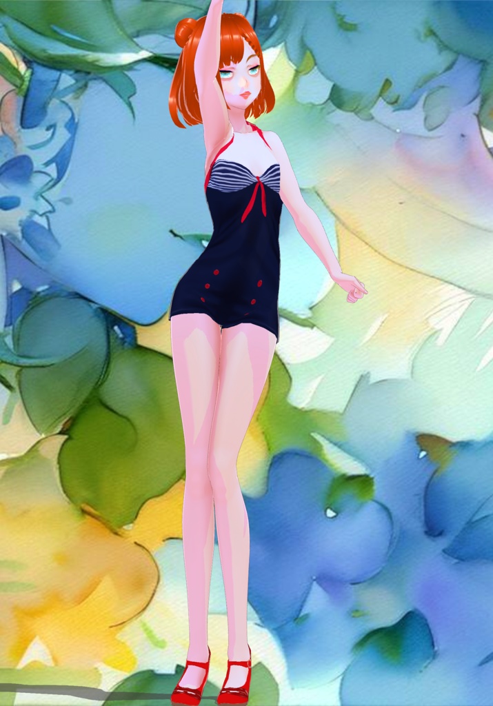 Vtg 50s Bettie Woman Swimsuit Navy Blue