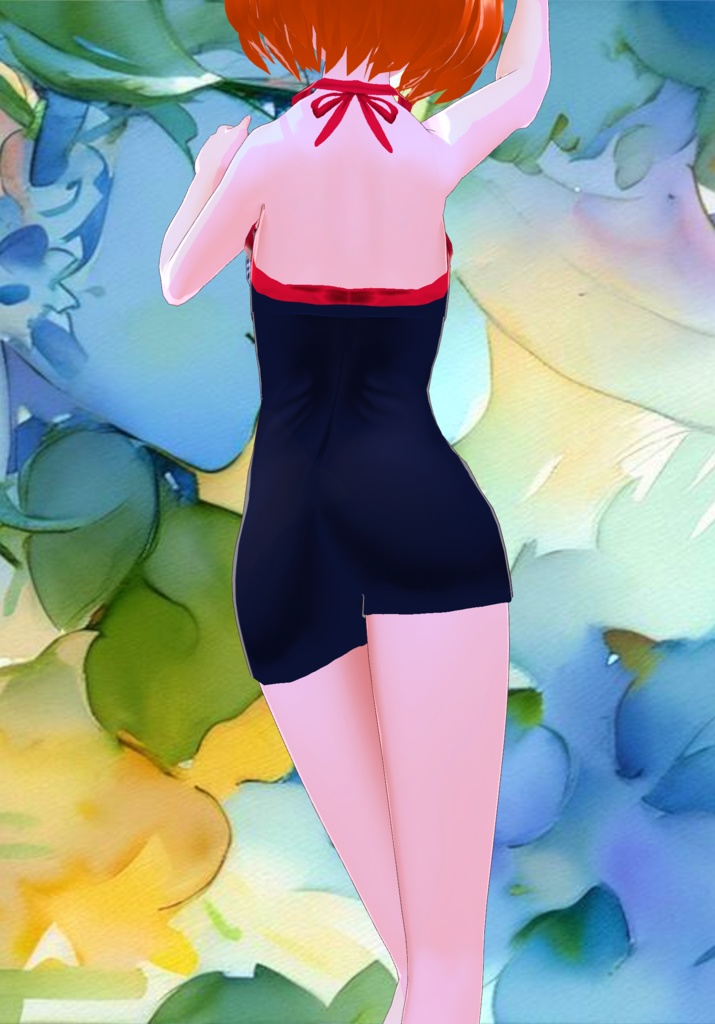 Vtg 50s Bettie Woman Swimsuit Navy Blue