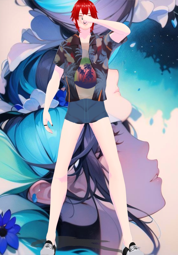 Mens 80s Hawaiian Shirt with Screen Tee Malibu Style Fashion