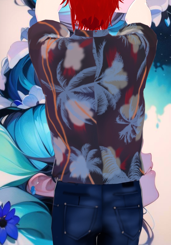 Mens 80s Hawaiian Shirt with Screen Tee Malibu Style Fashion