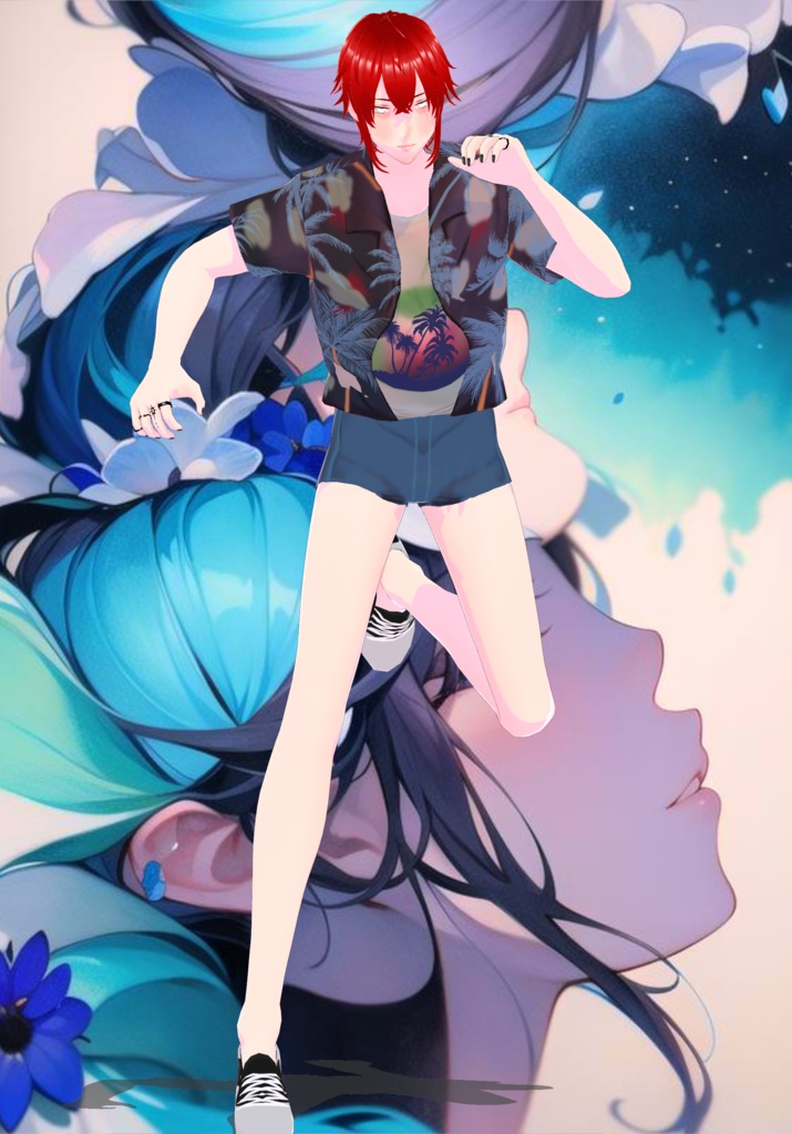 Mens 80s Hawaiian Shirt with Screen Tee Malibu Style Fashion