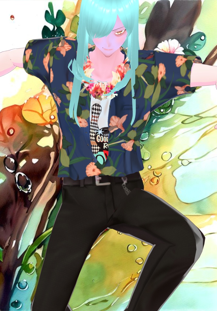 Mens Cabana Shirt with Tee Retro Miami Style- Tuck/Untuck