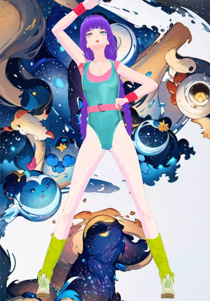 Turquoise Aerobics 80s Outfit Set