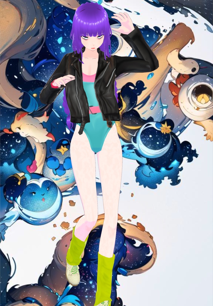 Turquoise Aerobics 80s Outfit Set