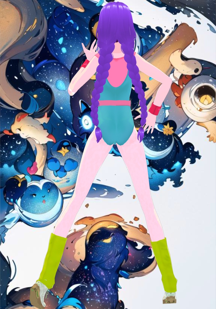 Turquoise Aerobics 80s Outfit Set