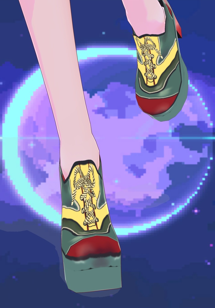 70s Teal/Red Platform Shoes MOD fashion