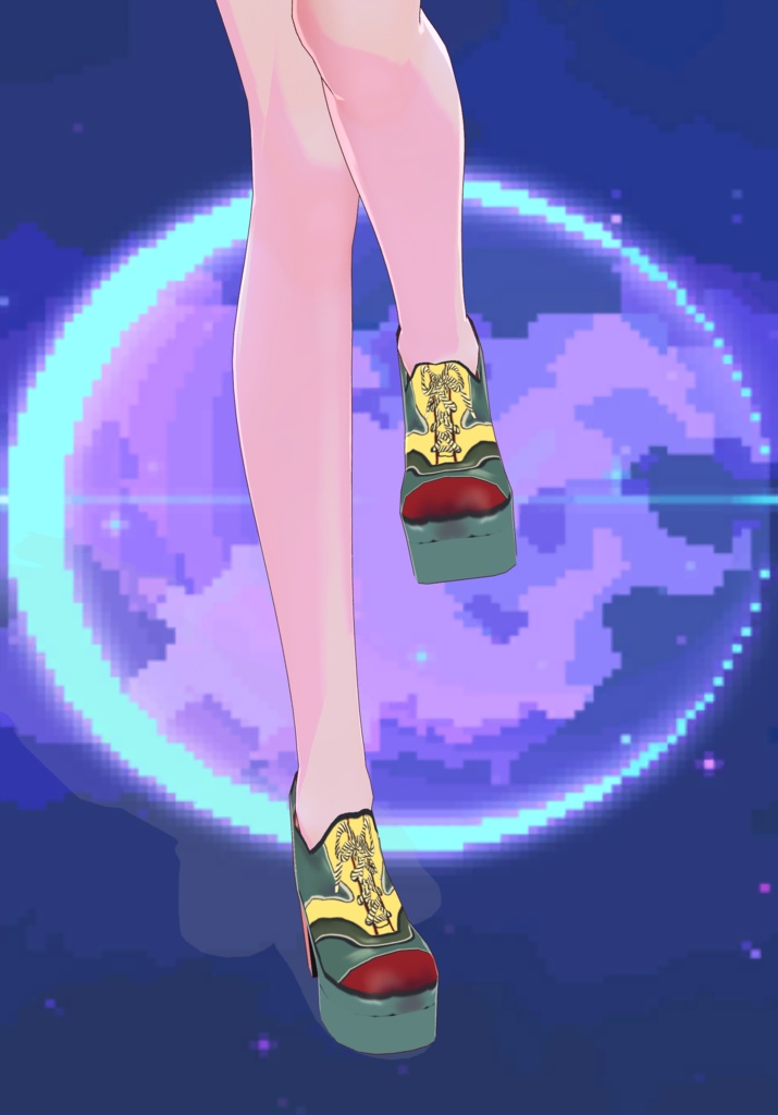 70s Teal/Red Platform Shoes MOD fashion