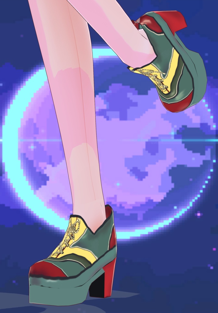 70s Teal/Red Platform Shoes MOD fashion