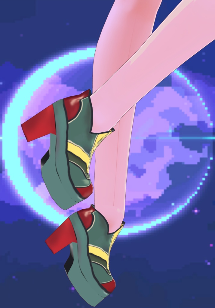 70s Teal/Red Platform Shoes MOD fashion