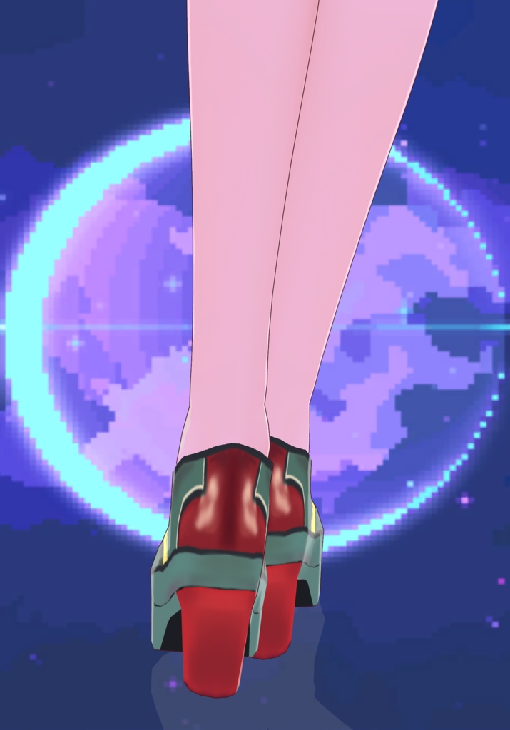 70s Teal/Red Platform Shoes MOD fashion