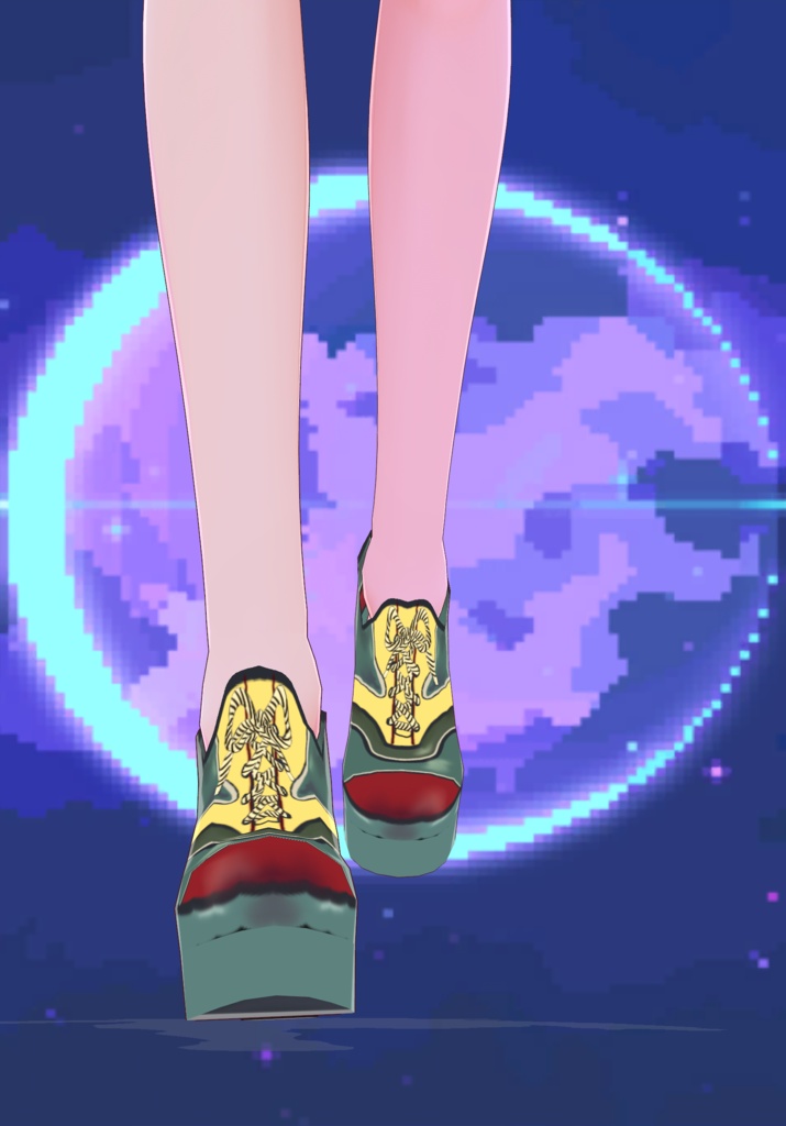 70s Teal/Red Platform Shoes MOD fashion