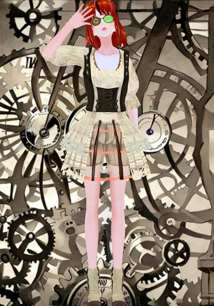 Cream Lace Wire Steampunk Set. Victorian Era