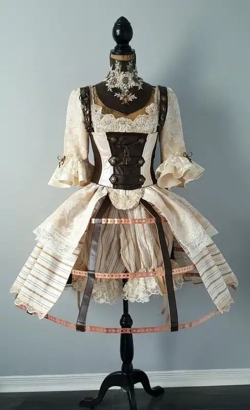 Cream Lace Wire Steampunk Set. Victorian Era