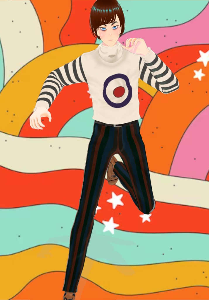 Free Bullseye Mod Roll Neck Sweater W/ Stripe Pants Limited Quantity