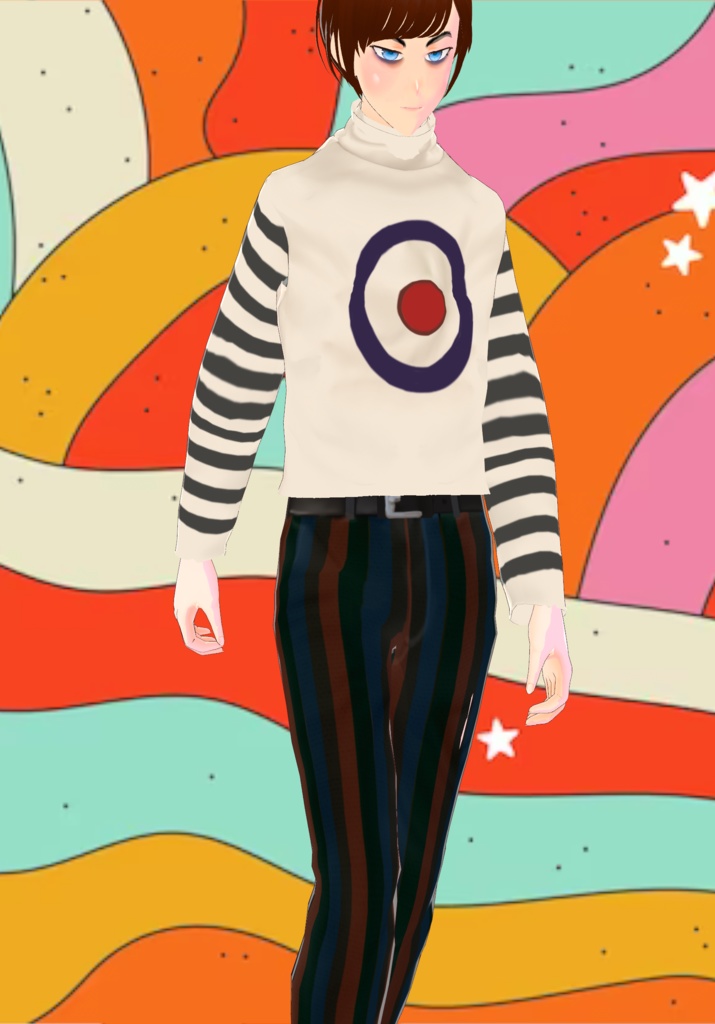 Free Bullseye Mod Roll Neck Sweater W/ Stripe Pants Limited Quantity