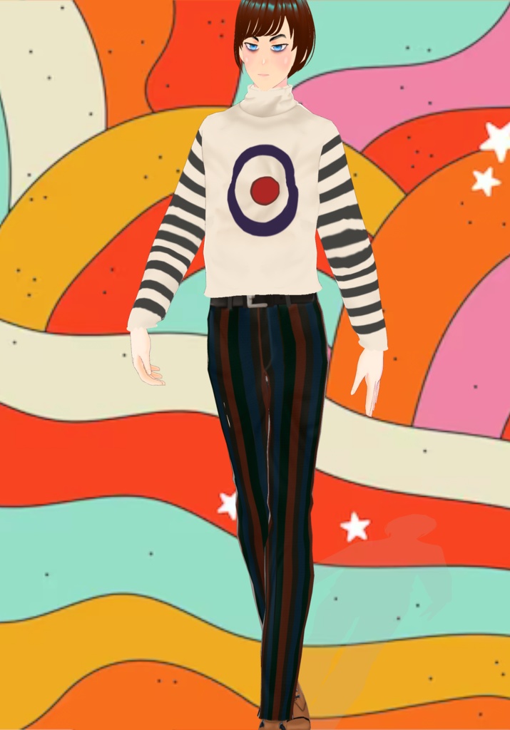 Free Bullseye Mod Roll Neck Sweater W/ Stripe Pants Limited Quantity