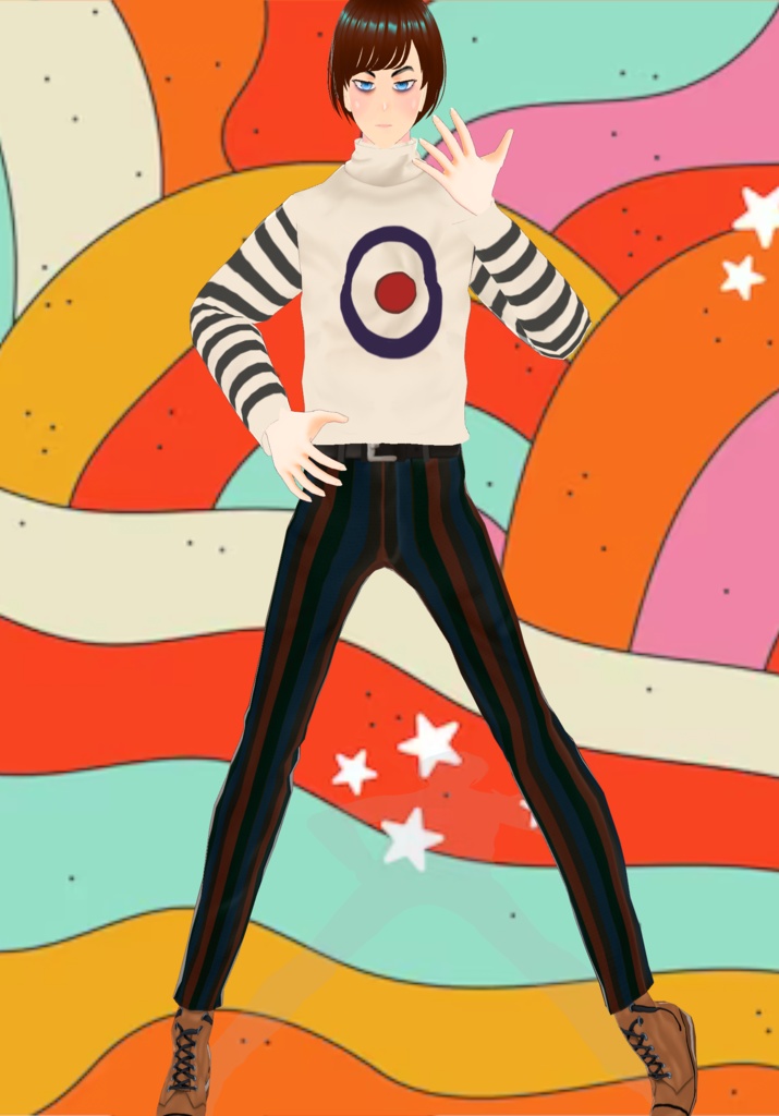 Free Bullseye Mod Roll Neck Sweater W/ Stripe Pants Limited Quantity