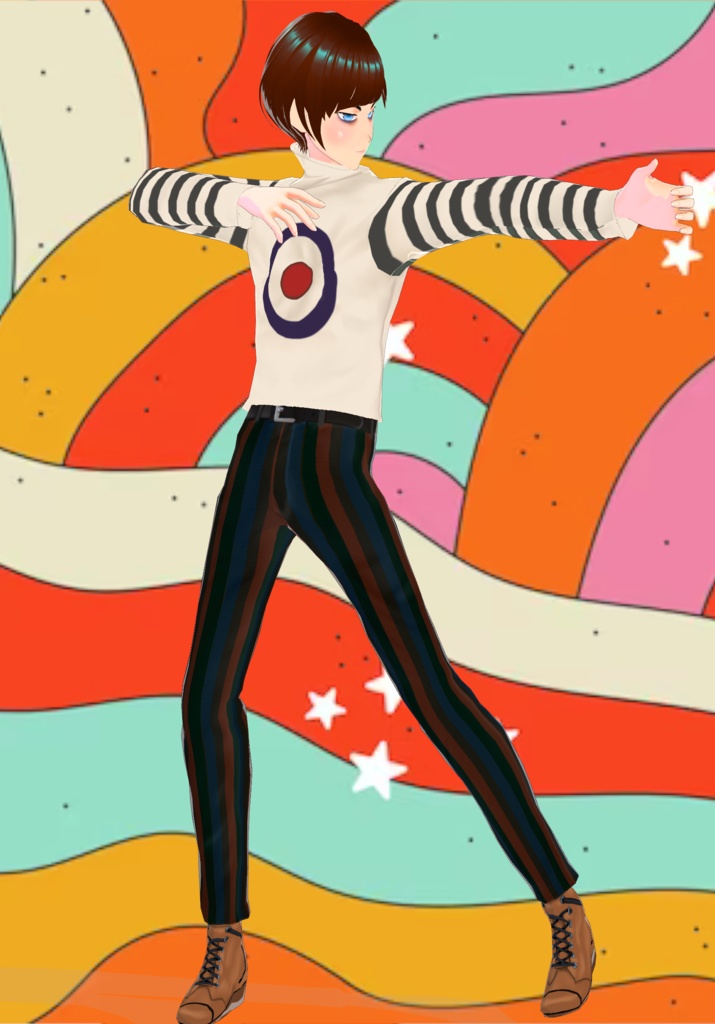 Free Bullseye Mod Roll Neck Sweater W/ Stripe Pants Limited Quantity