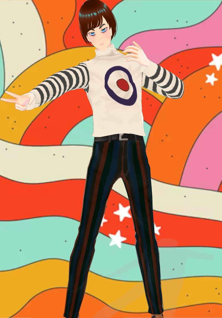 Free Bullseye Mod Roll Neck Sweater W/ Stripe Pants Limited Quantity