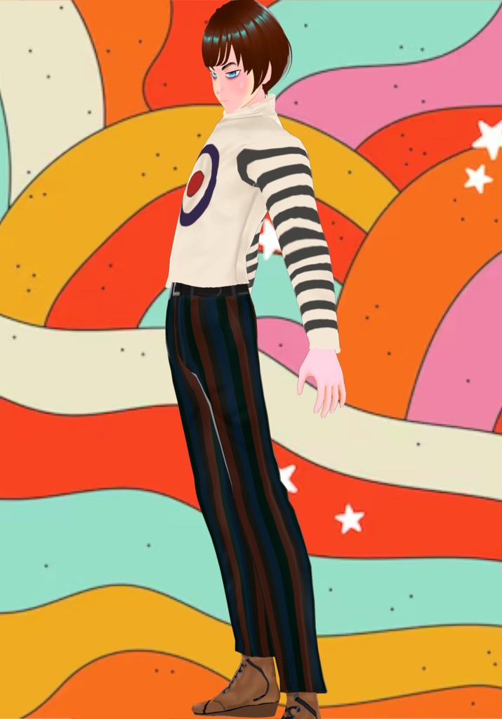 Free Bullseye Mod Roll Neck Sweater W/ Stripe Pants Limited Quantity