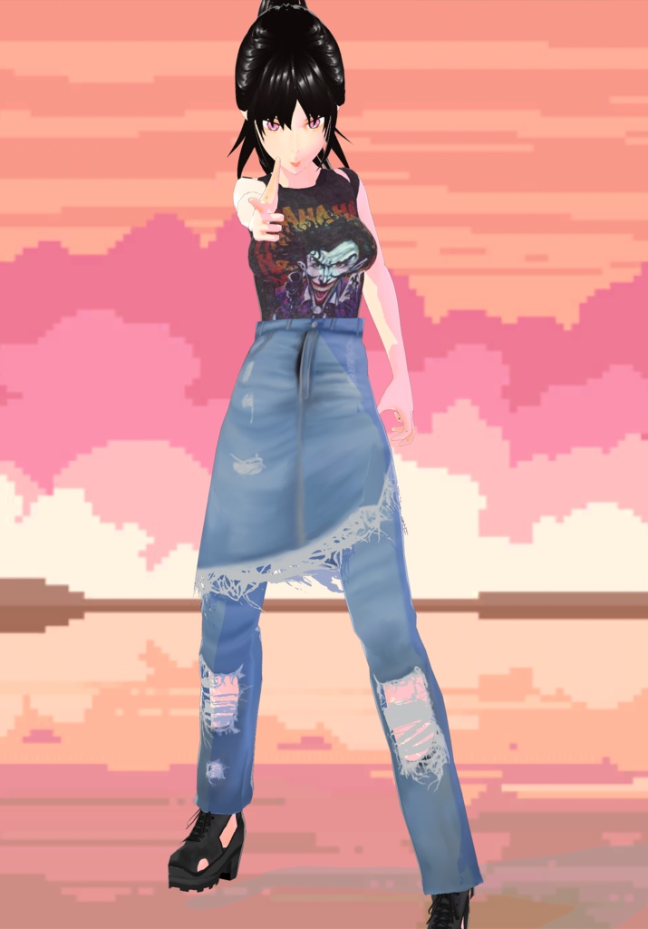 90s Distressed Ripped Skirt Jeans Grunge Fashion