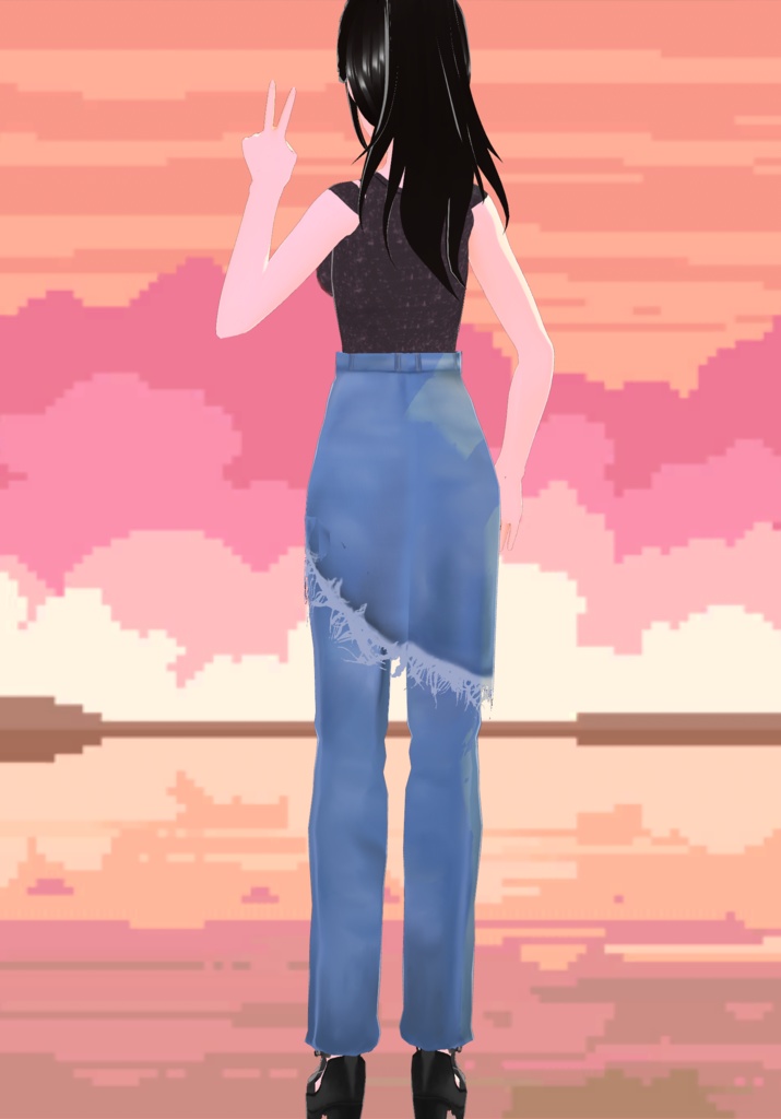 90s Distressed Ripped Skirt Jeans Grunge Fashion