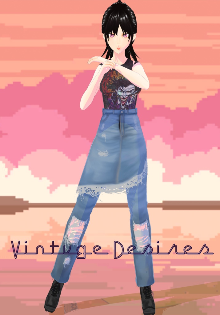 90s Distressed Ripped Skirt Jeans Grunge Fashion