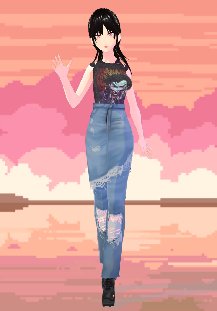 90s Distressed Ripped Skirt Jeans Grunge Fashion